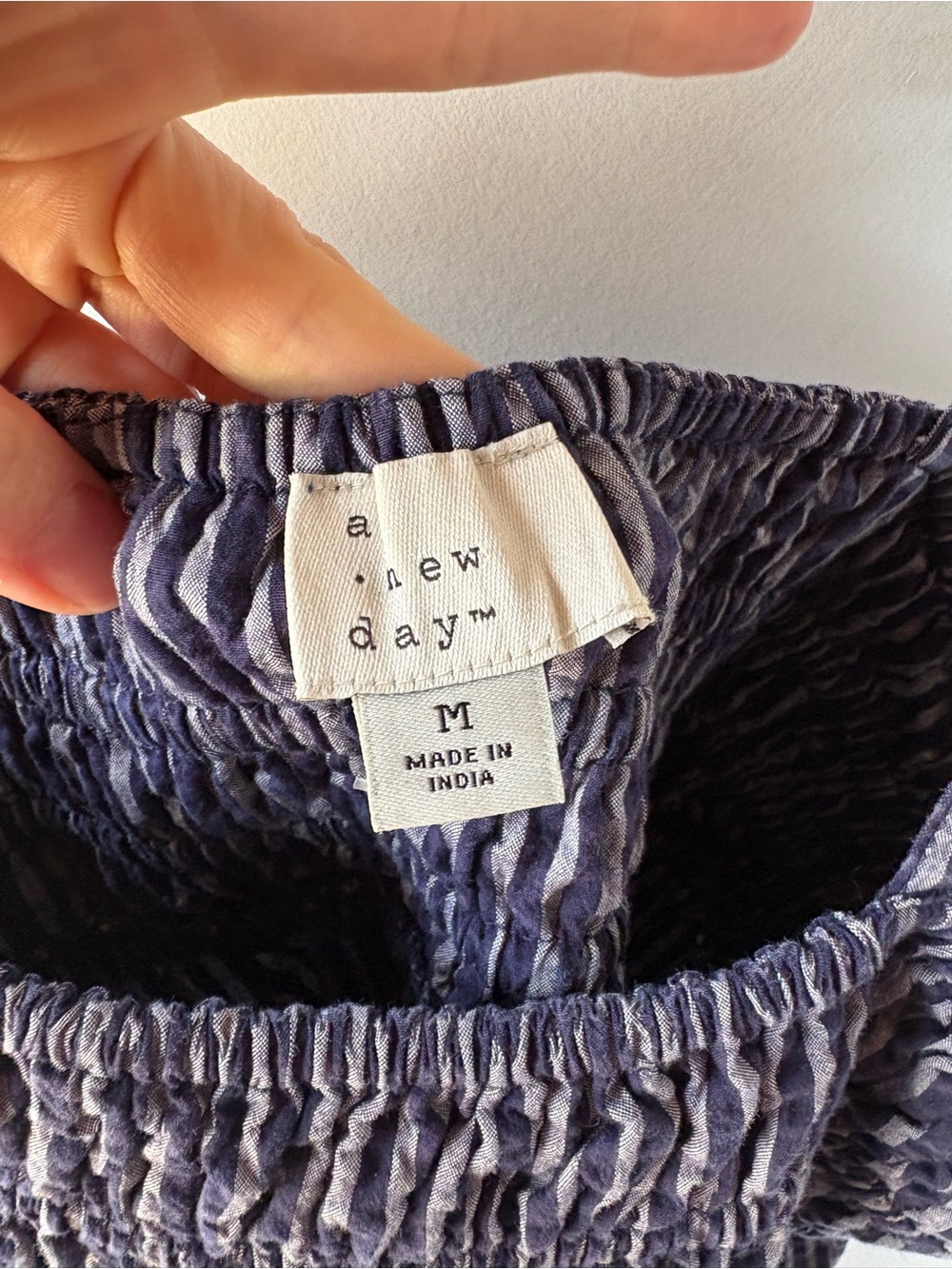 A New Day Striped Smocked Cami Maxi Dress Navy Blue White Spaghetti Strap - Picture 4 of 6